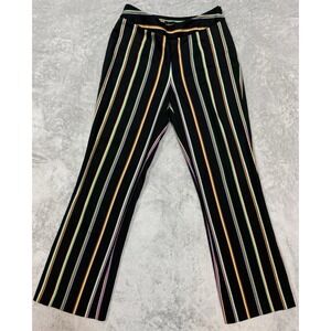 Y2K Metrostyle Rainbow Stripe Wide Leg Pants Women's Sz 6 Black Cotton Retro